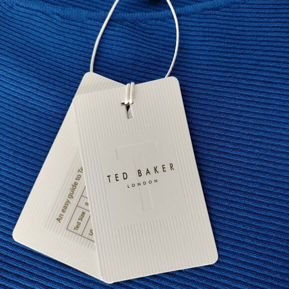 NWT Ted Baker Size 8 UK Size 3 Cobalt Blue Miriom One Shoulder Midi Dress - Picture 4 of 7